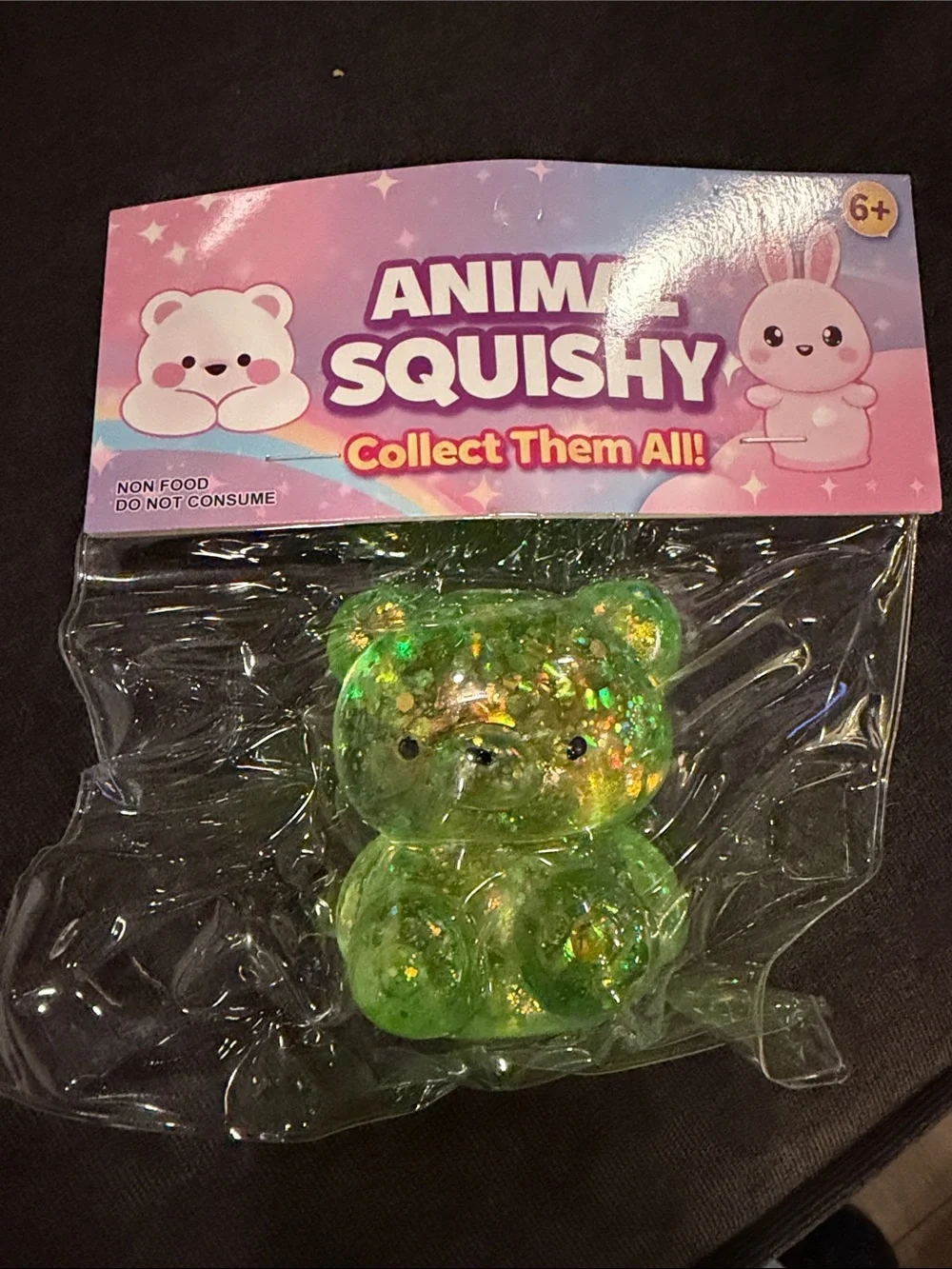 Green Glitter Bear Collectible Plush Squishy